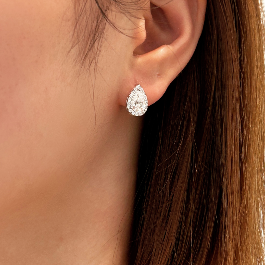 Aros Gota de Cristal - Plata 925