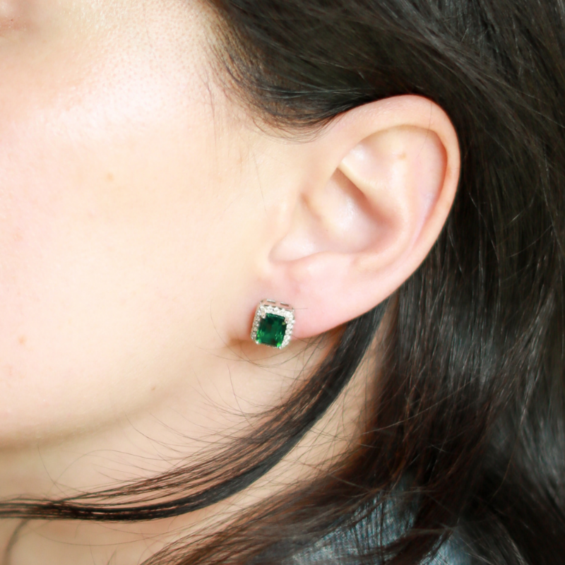 Pendiente de Botón Esmeralda