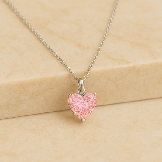 Collar Corazón Rosa Cristales