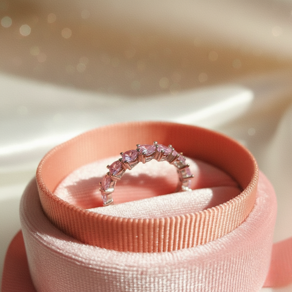 Anillo Elegante en Plateado y Rosado