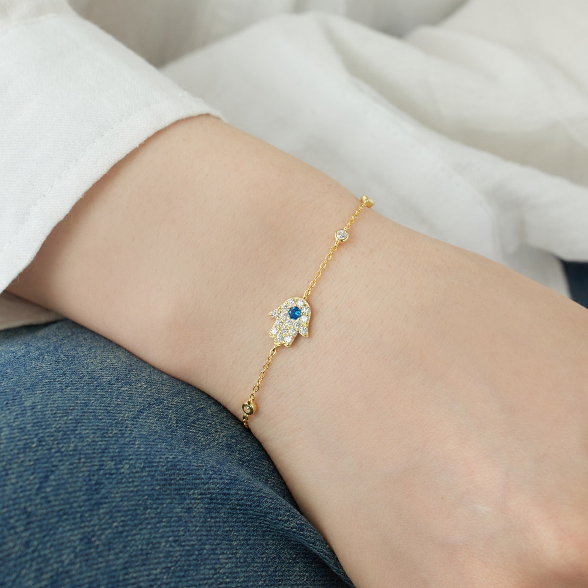 Pulsera Hamsa en Plateado y Dorado