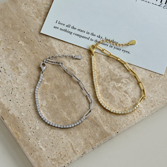 Pulsera Brillos en Plateado y Dorado