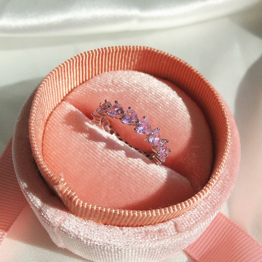 Anillo Elegante en Plateado y Rosado