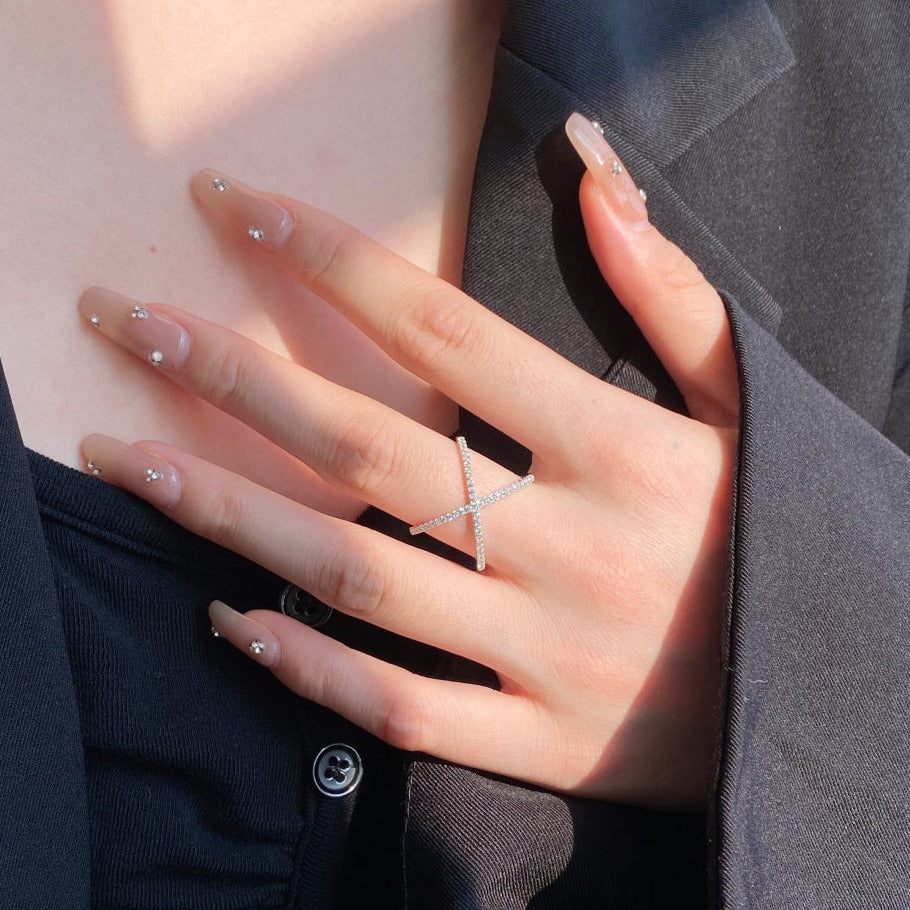 Anillo Órbita con Brillos - Plata 925