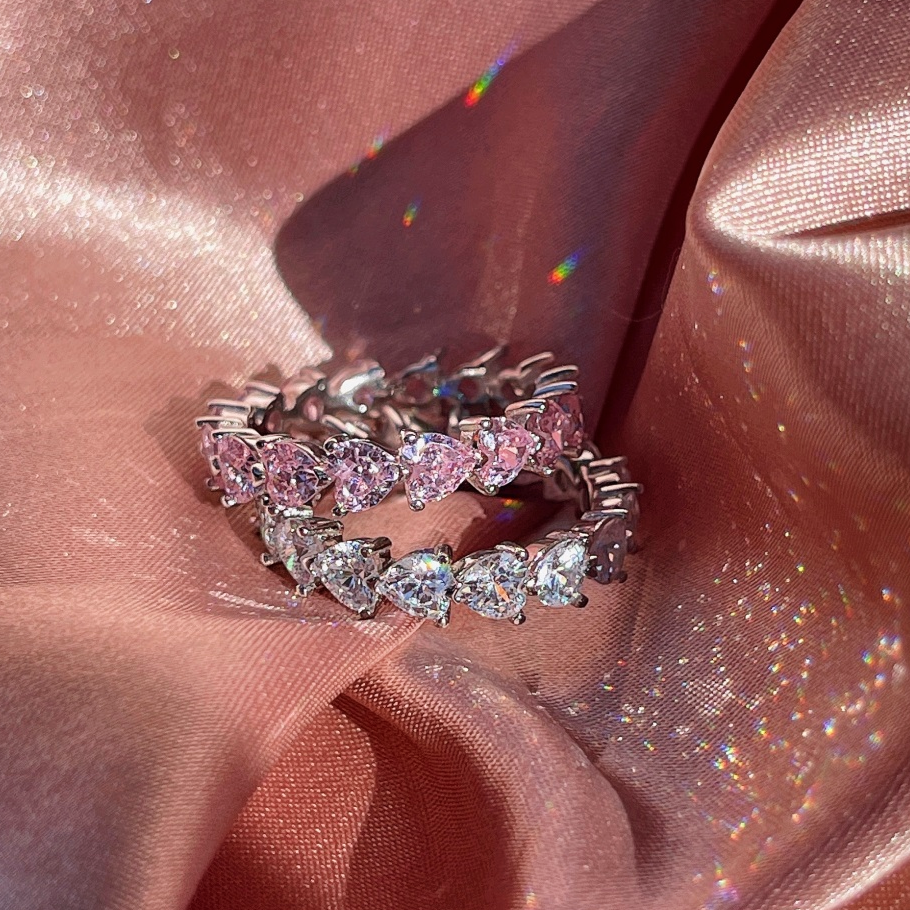 Anillo Elegante en Plateado y Rosado